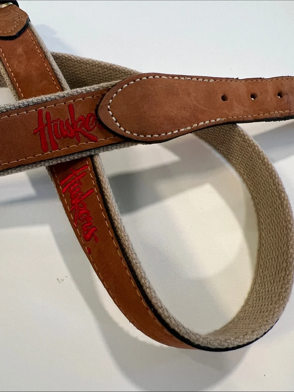 Husker - Leather, Knit Canvas Men's Belt, embroidered